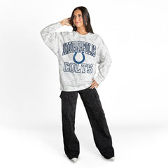 Indianapolis Colts Gameday Couture Women's Whiteout Oversized Premium Fleece Sweatshirt - Arctic Camo sale