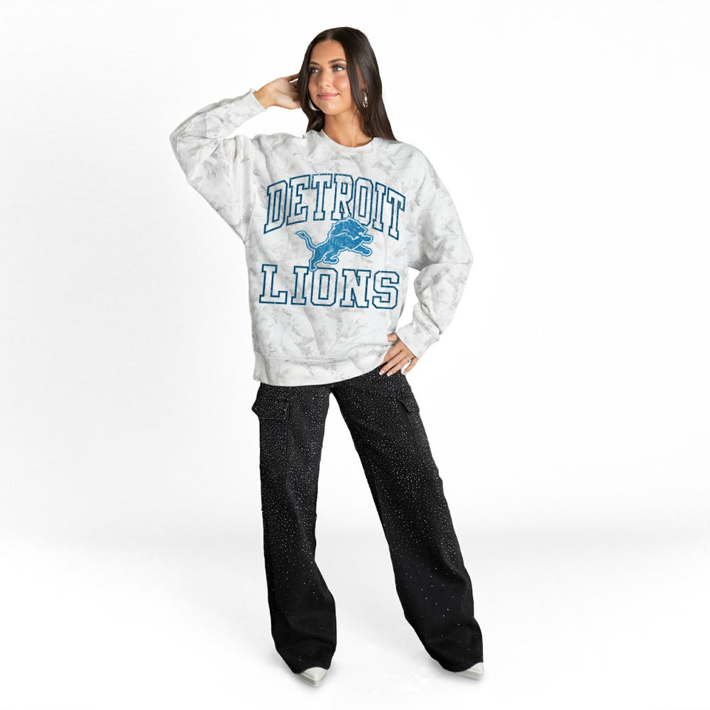 Detroit Lions Gameday Couture Women's Whiteout Oversized Premium Fleece Sweatshirt - Arctic Camo outlet