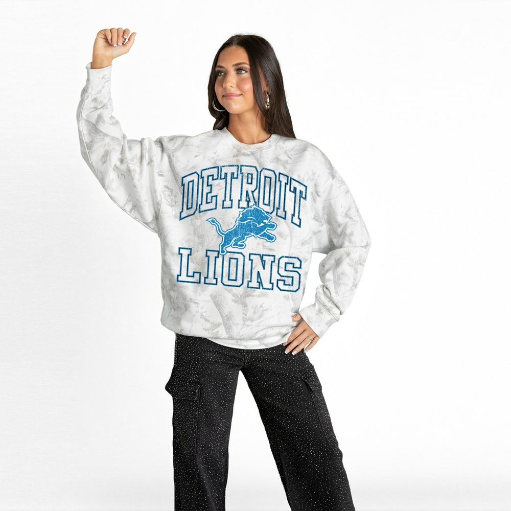 Detroit Lions Gameday Couture Women's Whiteout Oversized Premium Fleece Sweatshirt - Arctic Camo outlet