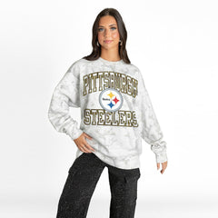 Pittsburgh Steelers Gameday Couture Women's Whiteout Oversized Premium Fleece Sweatshirt - Arctic Camo cheap