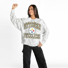 Pittsburgh Steelers Gameday Couture Women's Whiteout Oversized Premium Fleece Sweatshirt - Arctic Camo cheap