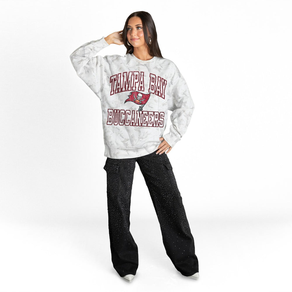 Tampa Bay Buccaneers Gameday Couture Women's Whiteout Oversized Premium Fleece Sweatshirt - Arctic Camo outlet