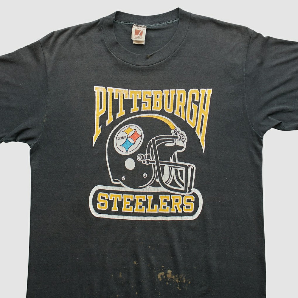Pittsburgh Steelers Logo 7 80s T-Shirt - Black Vintage cheap