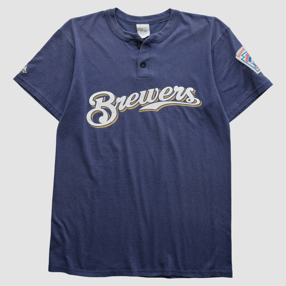 Milwaukee Brewers Majestic 2000s T-Shirt - Navy Vintage