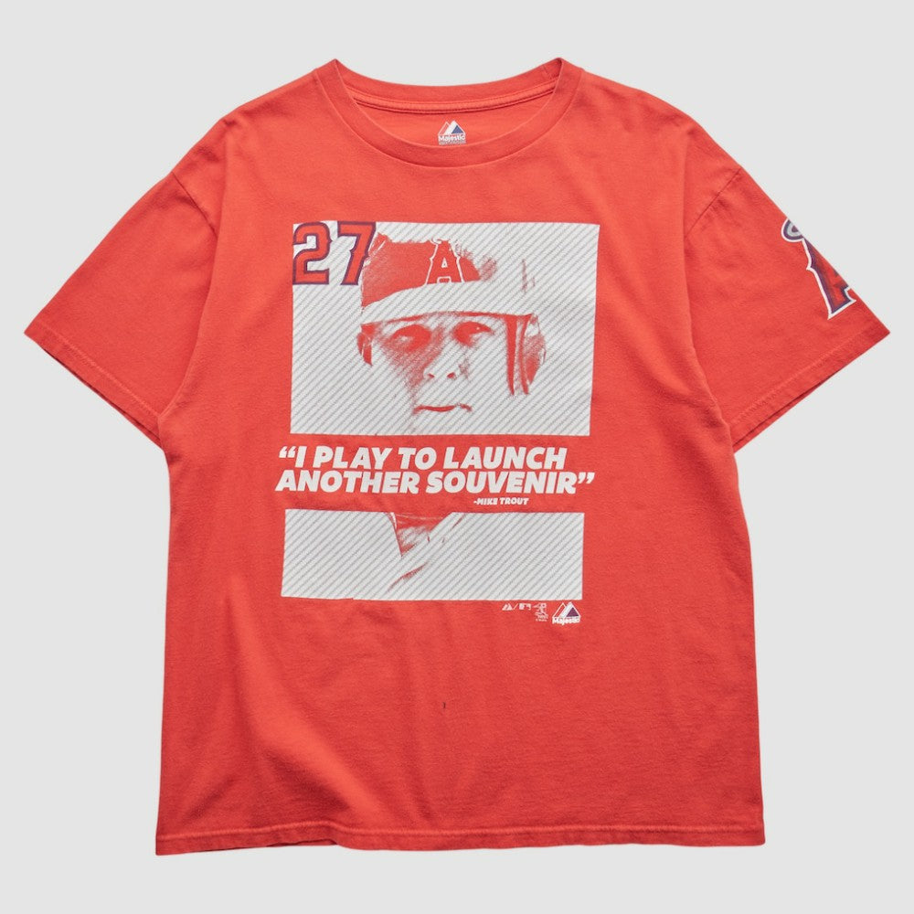 Los Angeles Angels Majestic 2000s T-Shirt - Red Vintage