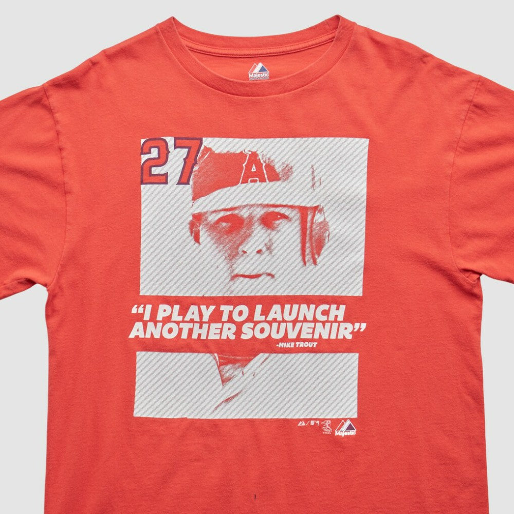 Los Angeles Angels Majestic 2000s T-Shirt - Red Vintage