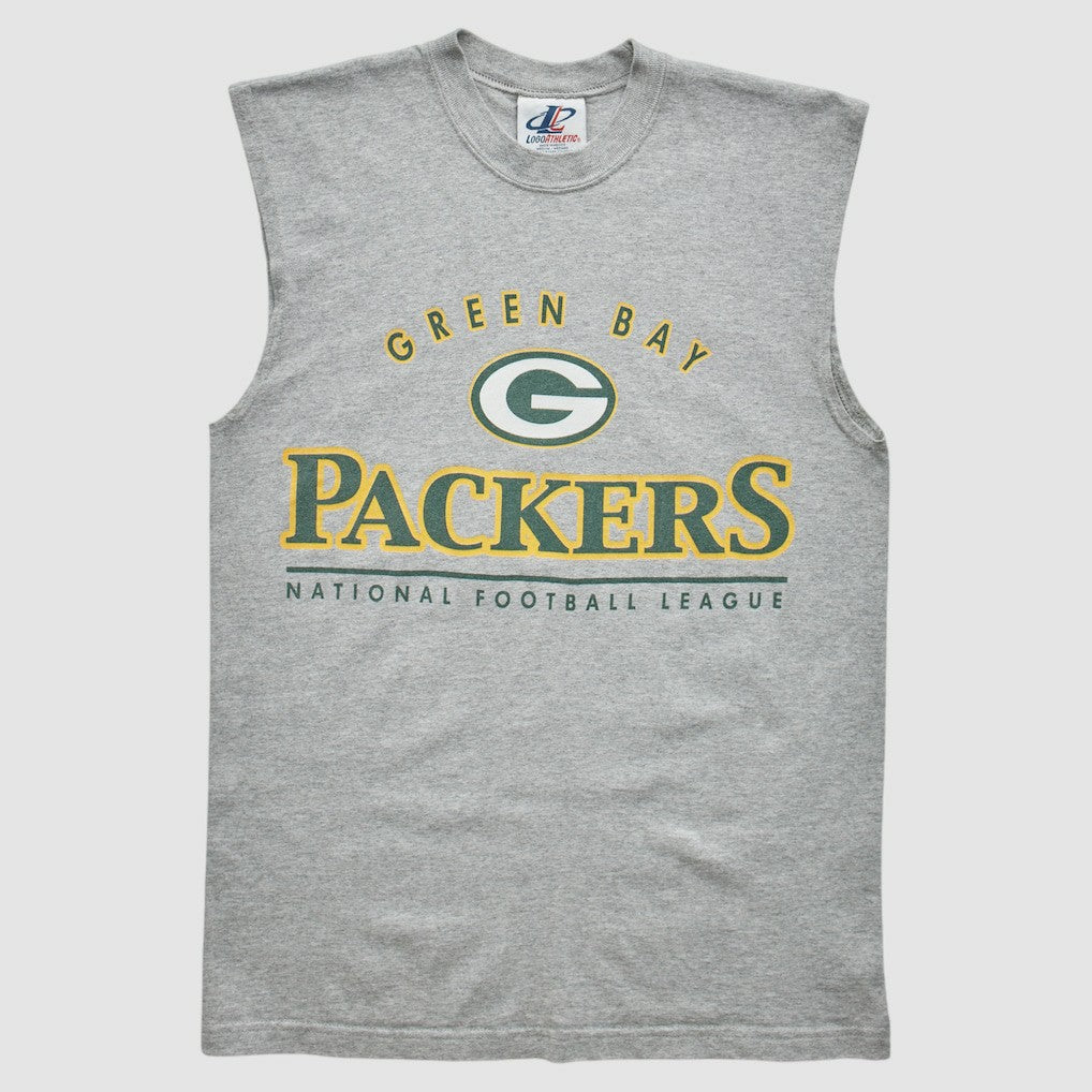 Green Bay Packers Logo Athletic 2000s Tank - Heather Gray Vintage on sale