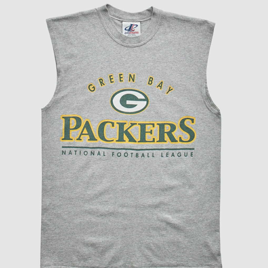 Green Bay Packers Logo Athletic 2000s Tank - Heather Gray Vintage on sale