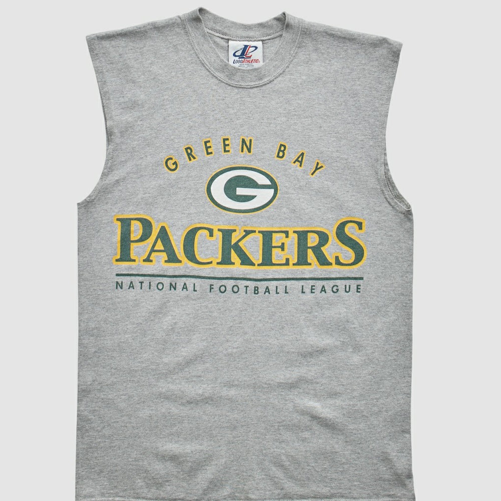 Green Bay Packers Logo Athletic 2000s Tank - Heather Gray Vintage on sale