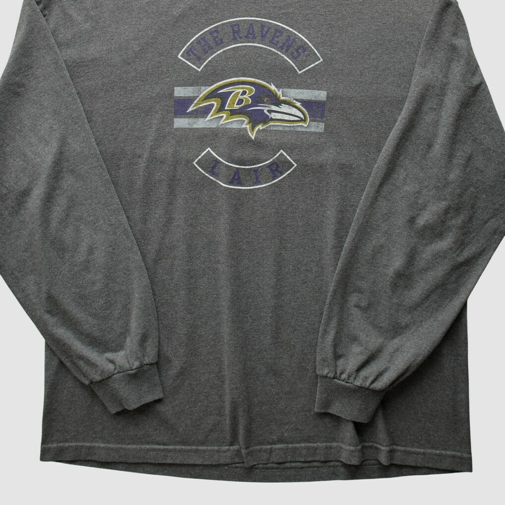 Baltimore Ravens NFL 2010s Long Sleeve T-Shirt - Dark Heather Gray Vintage sale