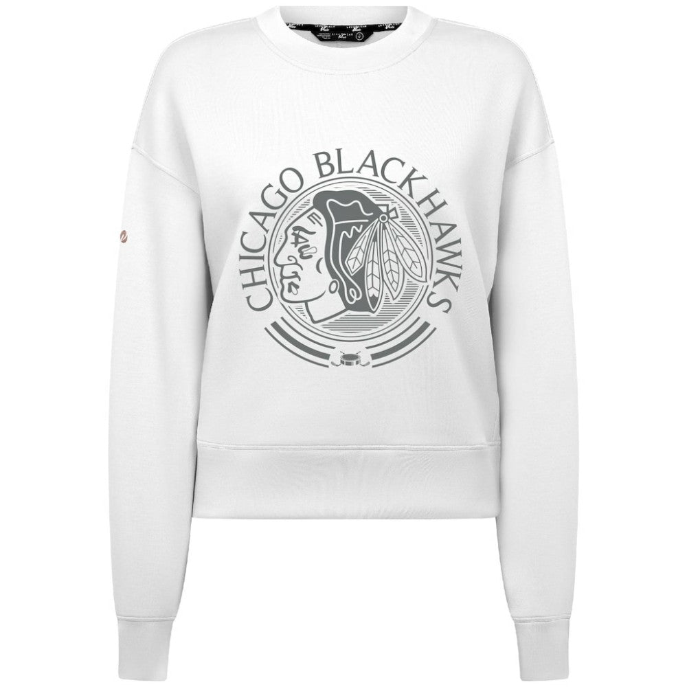 Chicago Blackhawks Levelwear Women's Slate & Snow Sponge Tri-Blend Sweatshirt White