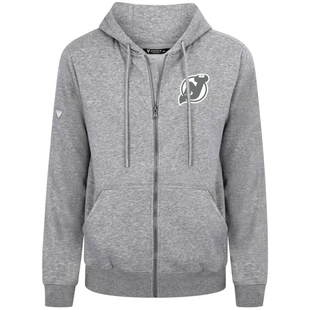 New Jersey Devils Levelwear Podium Chenille Logo Full-Zip Hoodie Gray