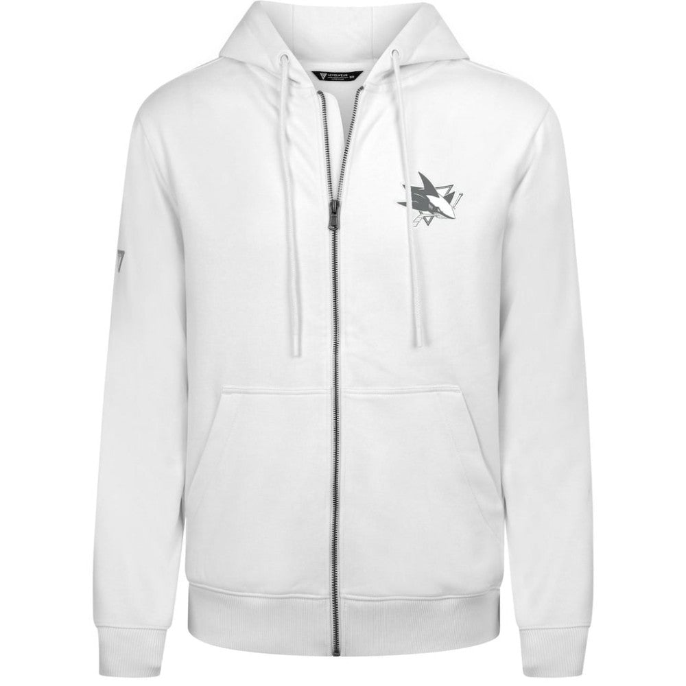 San Jose Sharks Levelwear Podium Chenille Logo Full-Zip Hoodie White