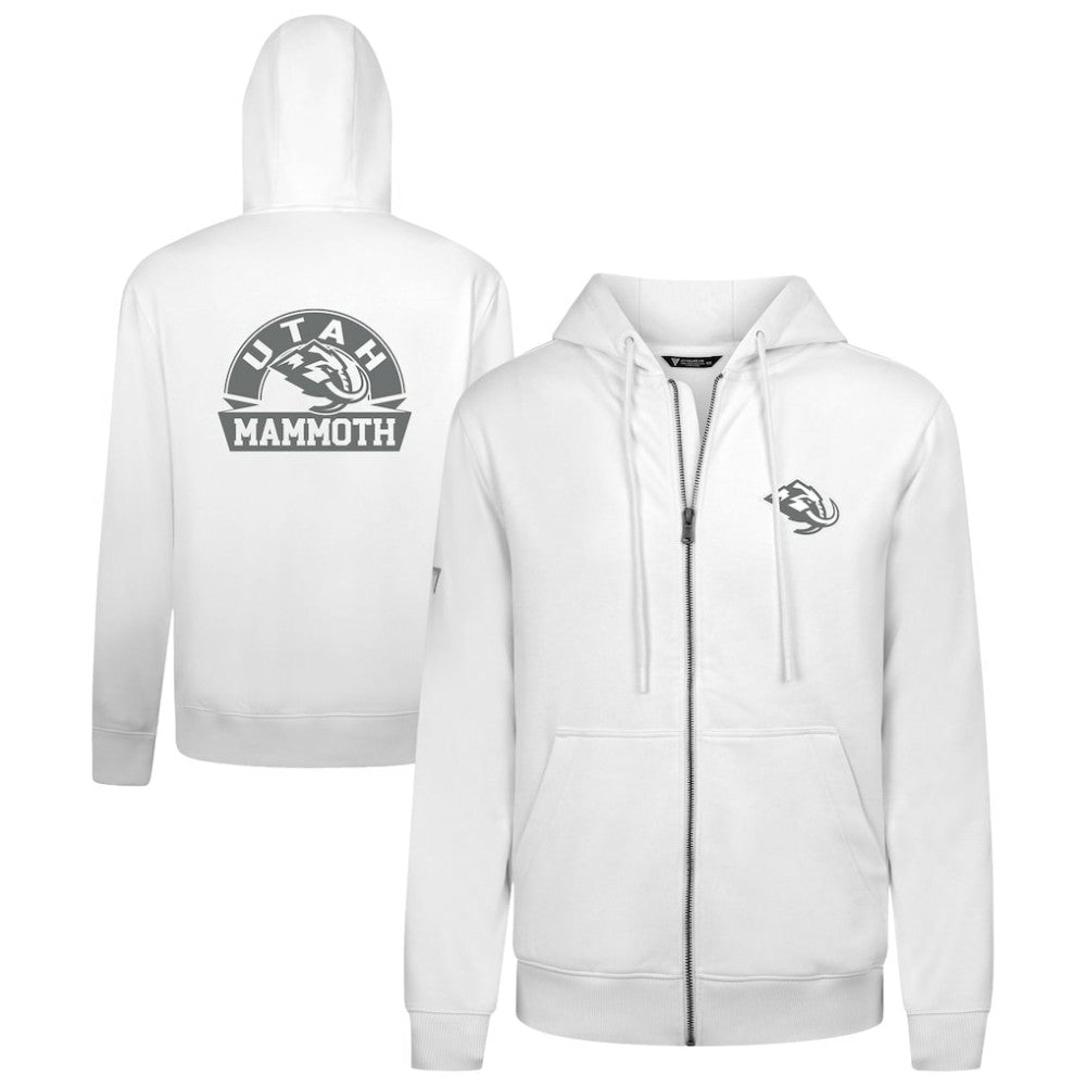 Utah Mammoth Levelwear Podium Chenille Logo Full-Zip Hoodie White