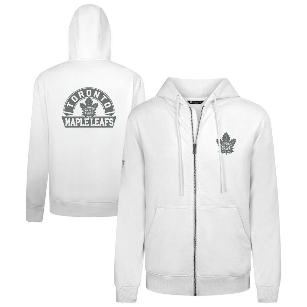 Toronto Maple Leafs Levelwear Podium Chenille Logo Full-Zip Hoodie White