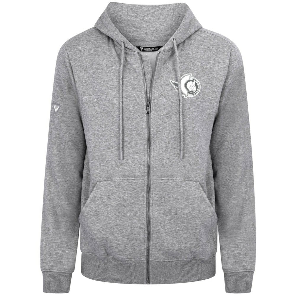 Ottawa Senators Levelwear Podium Chenille Logo Full-Zip Hoodie Gray