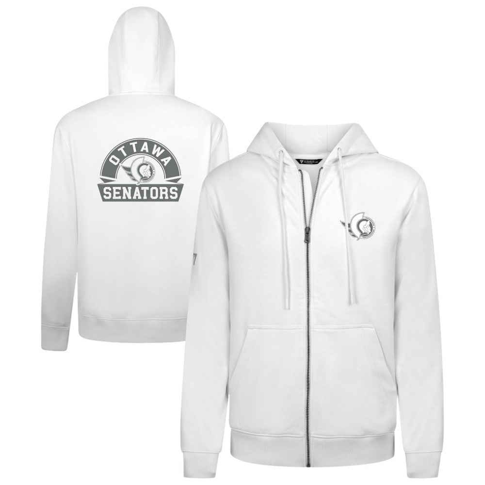 Ottawa Senators Levelwear Podium Chenille Logo Full-Zip Hoodie White