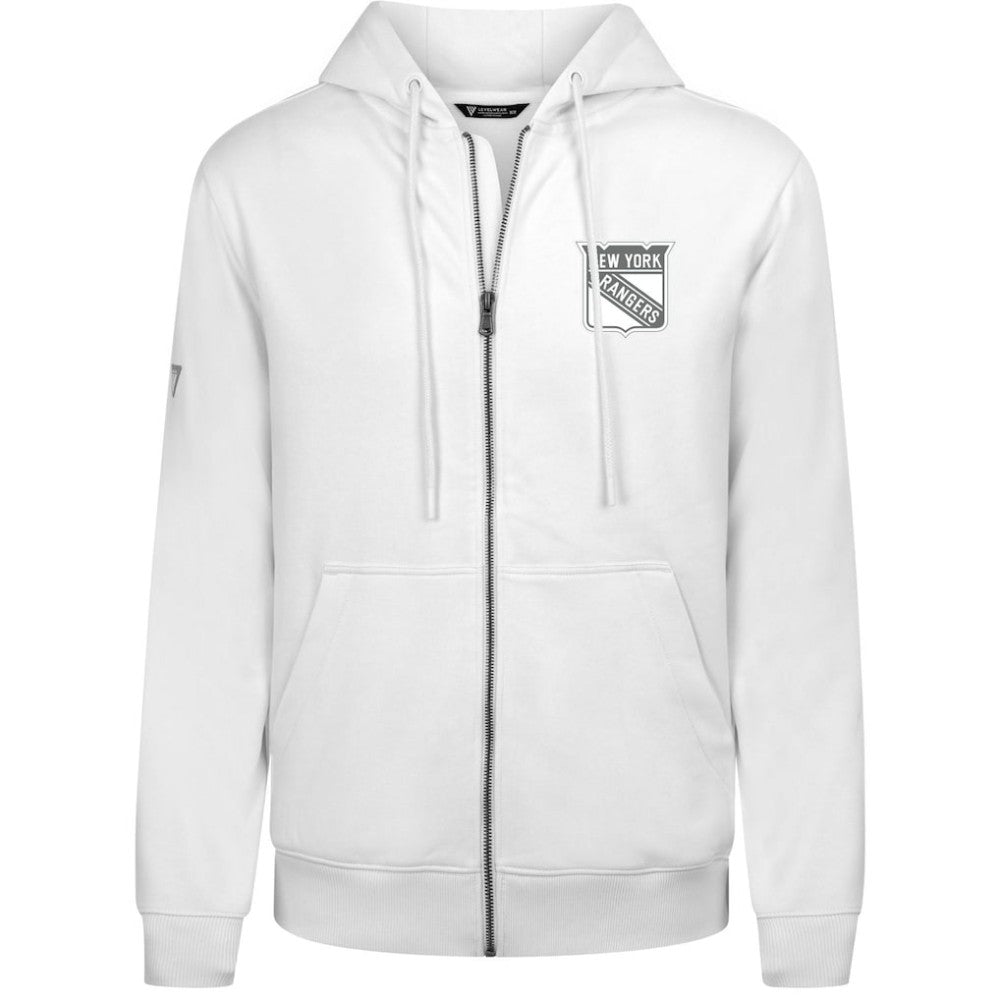 New York Rangers Levelwear Podium Chenille Logo Full-Zip Hoodie White