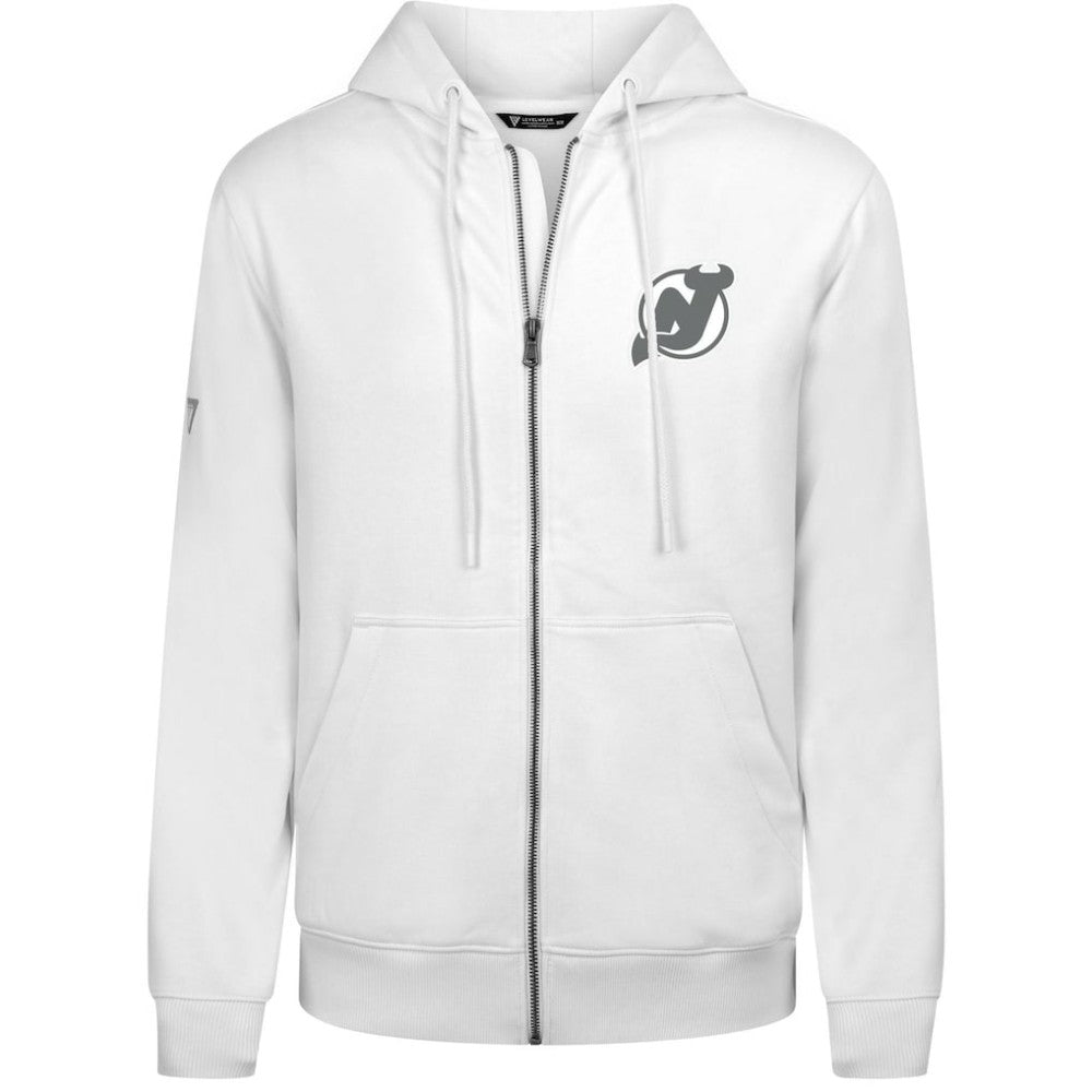 New Jersey Devils Levelwear Podium Chenille Logo Full-Zip Hoodie White