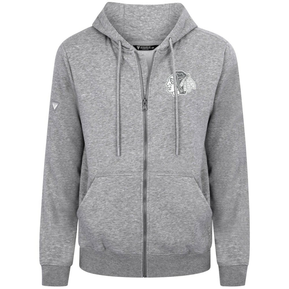 Chicago Blackhawks Levelwear Podium Banner Arch Full-Zip Hoodie Gray