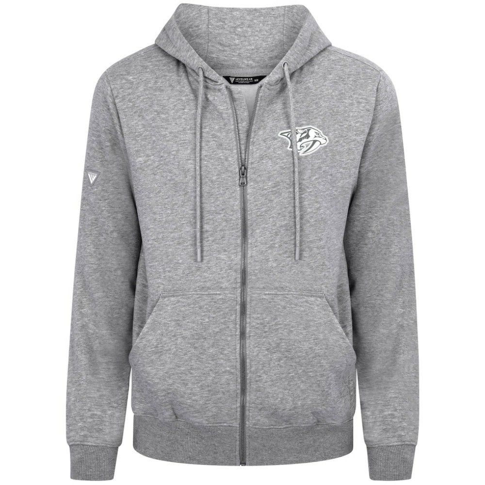 Nashville Predators Levelwear Podium Banner Arch Full-Zip Hoodie Gray