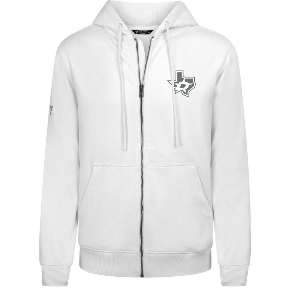 Dallas Stars Levelwear Podium Banner Arch Full-Zip Hoodie White