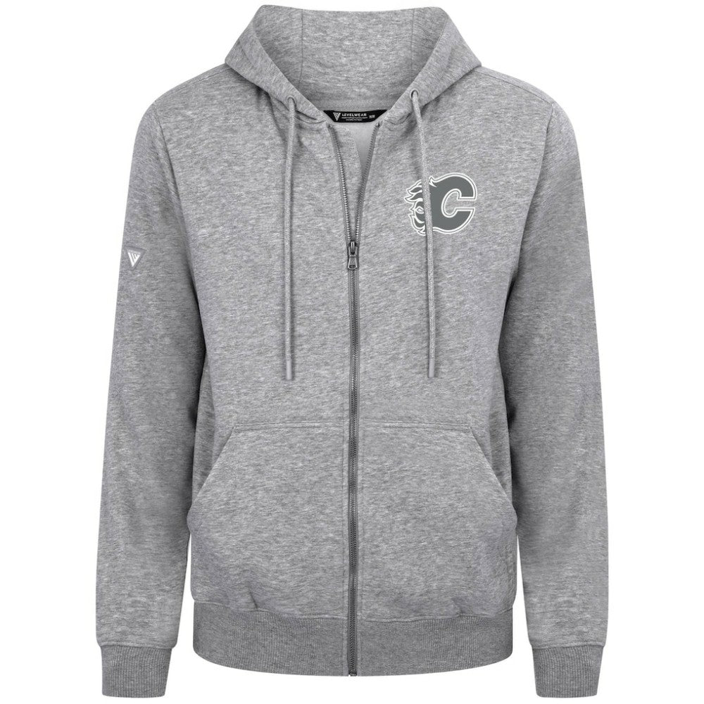 Calgary Flames Levelwear Podium Banner Arch Full-Zip Hoodie Gray