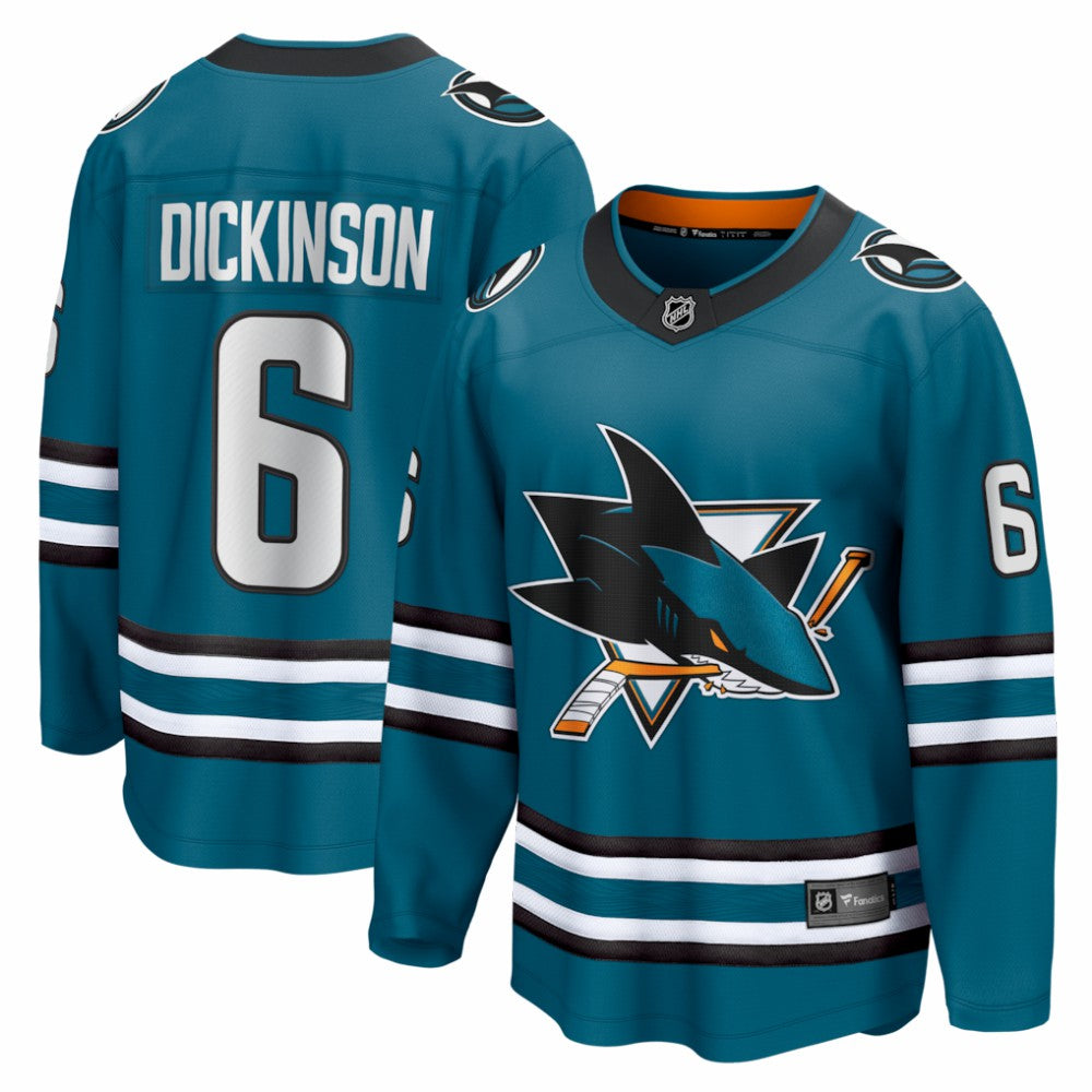Sam Dickinson San Jose Sharks Fanatics Home Breakaway Jersey Teal