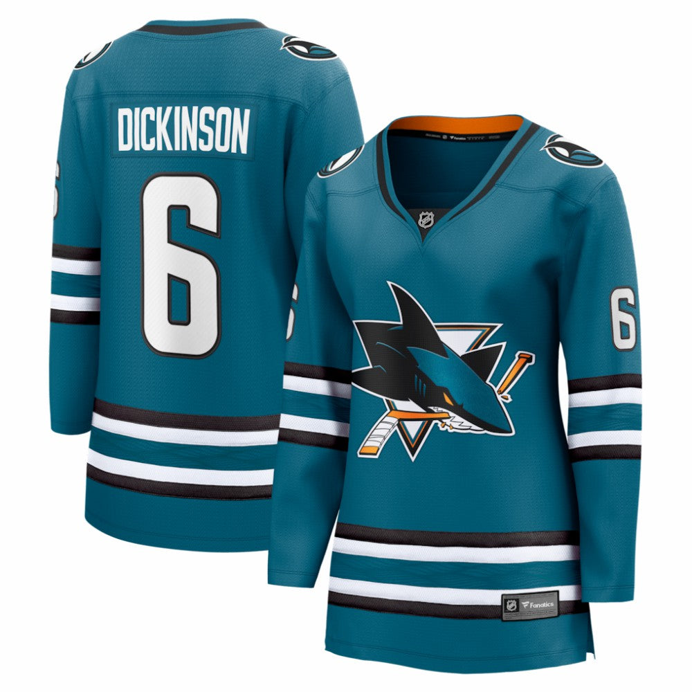 Sam Dickinson San Jose Sharks Fanatics Women's Home Breakaway Jersey Teal