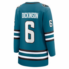 Sam Dickinson San Jose Sharks Fanatics Women's Home Breakaway Jersey Teal