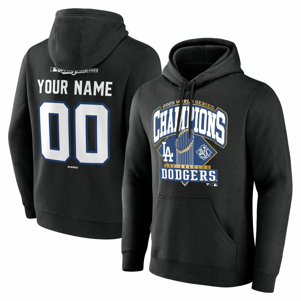 Los Angeles Dodgers 2025 World Series Champions Custom Name & Number Hoodie - Black