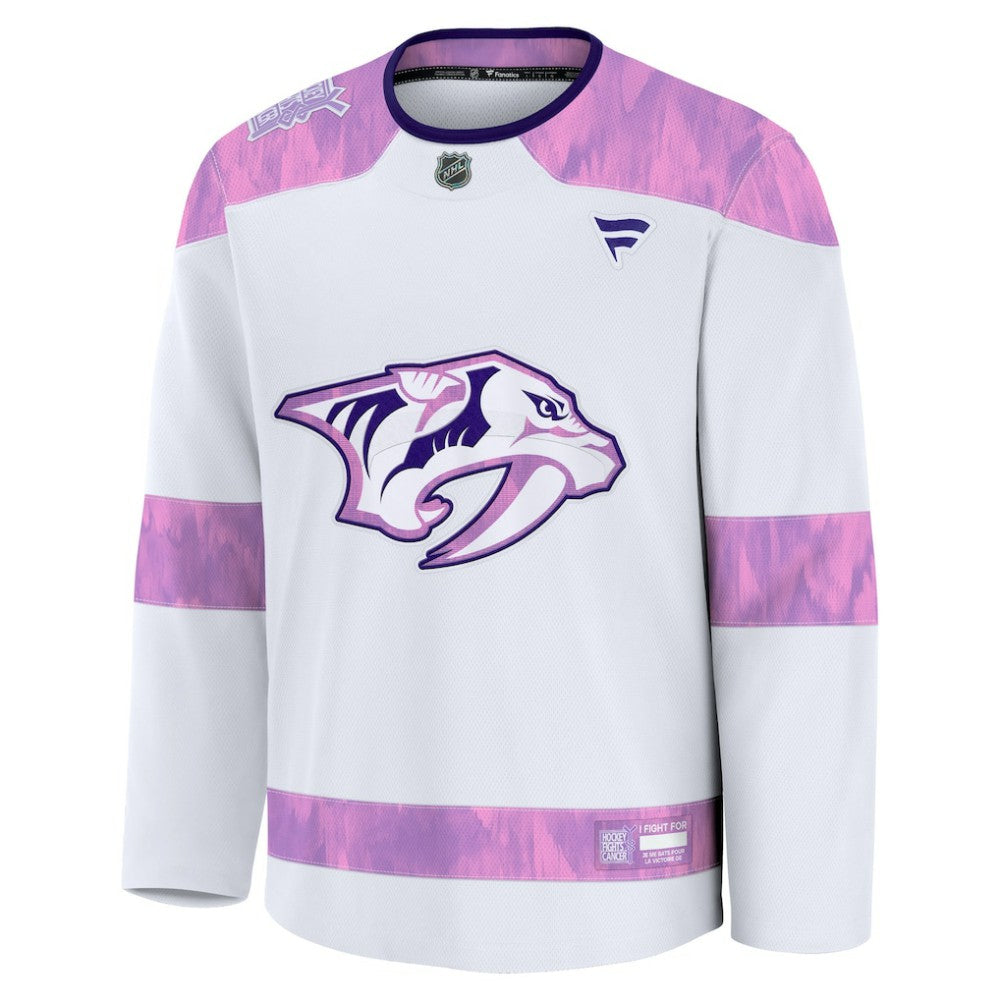 Nashville Predators Fanatics Hockey Fights Cancer Survivor Practice Jersey White