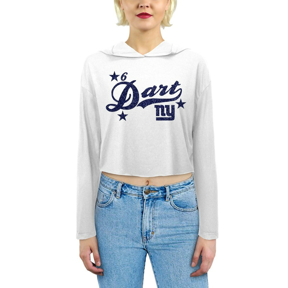 Jaxson Dart New York Giants Majestic Threads Women's Glitter Wordmark Hoodie - White for sale