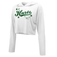 Jalen Hurts Philadelphia Eagles Majestic Threads Women's Glitter Wordmark Hoodie - White sale