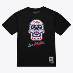 Philadelphia Phillies Women's Sugar Skull Boxy T-Shirt - Black | Mitchell & Ness