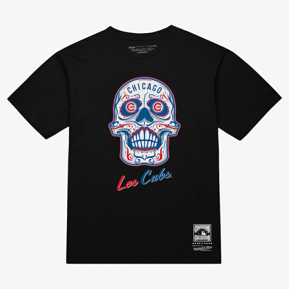 Chicago Cubs Women's Sugar Skull Boxy T-Shirt - Black | Mitchell & Ness