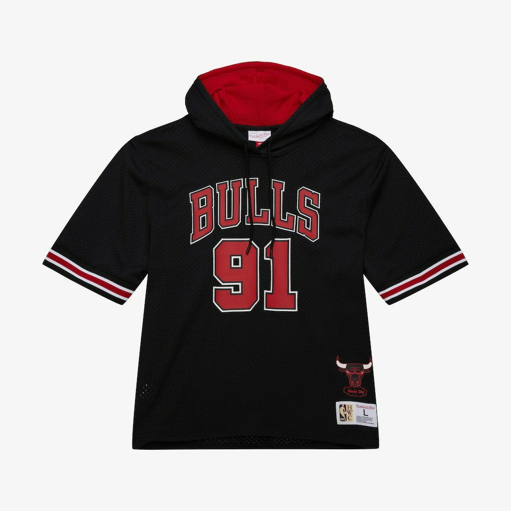 Dennis Rodman Chicago Bulls Mesh Name & Number Short Sleeve Hoodie sale - Black | Mitchell & Ness on sale