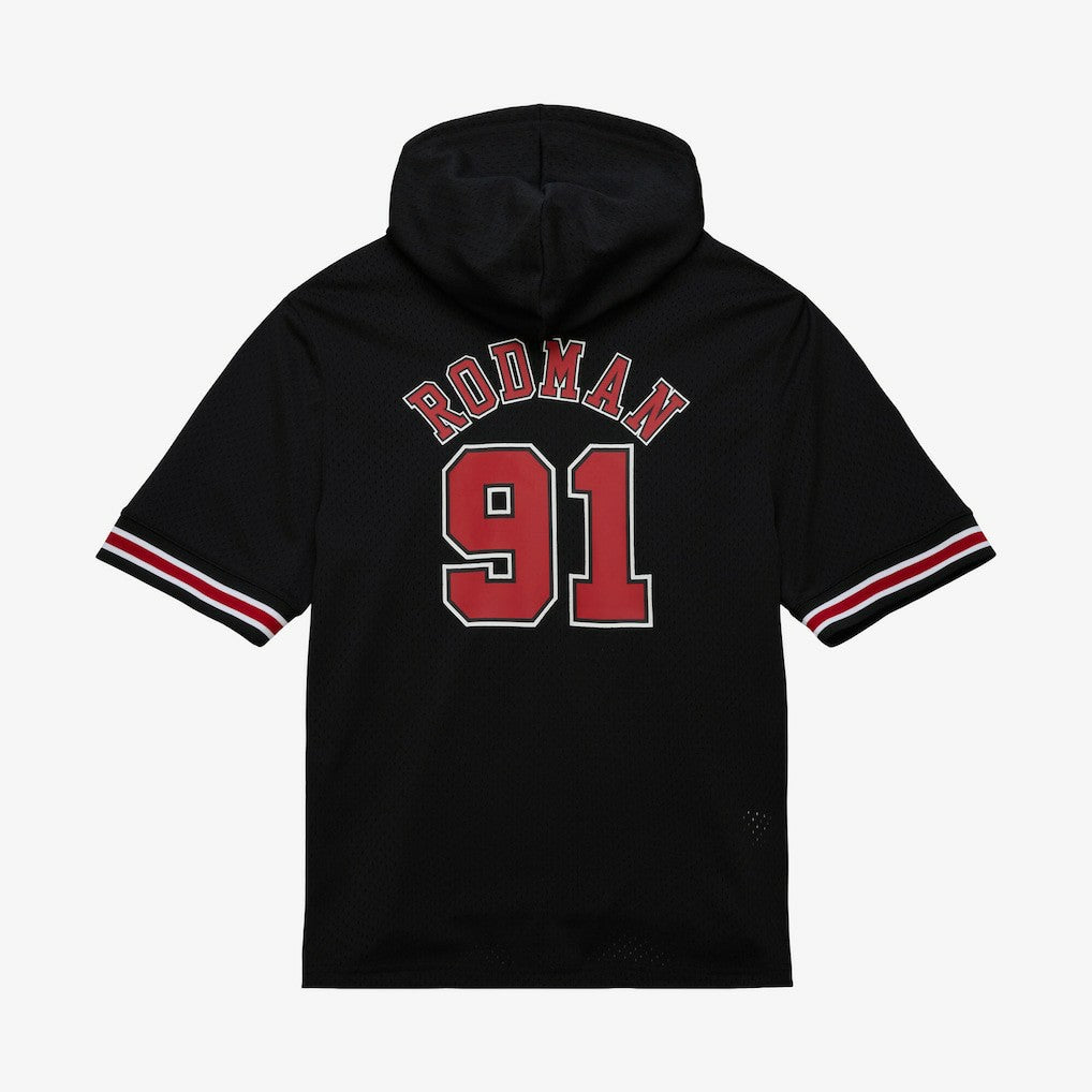 Dennis Rodman Chicago Bulls Mesh Name & Number Short Sleeve Hoodie sale - Black | Mitchell & Ness on sale