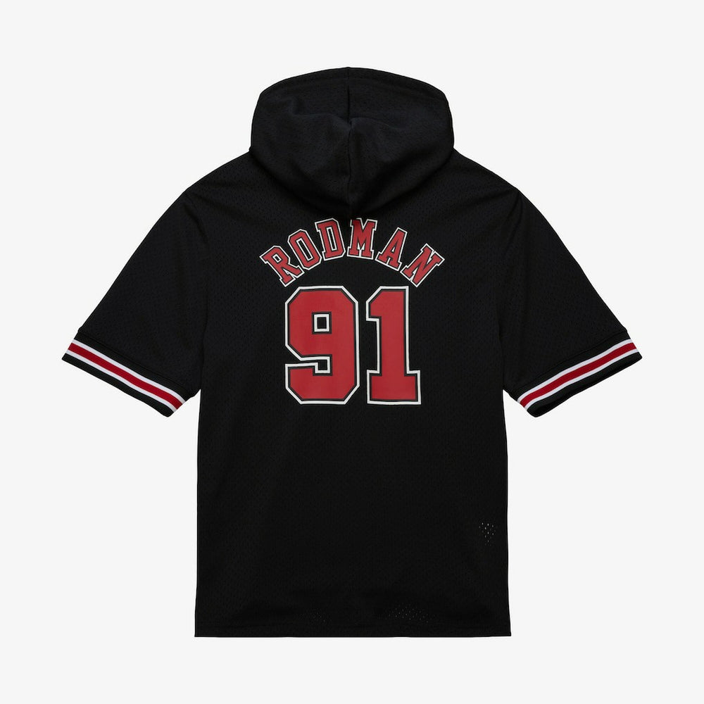 Dennis Rodman Chicago Bulls Mesh Name & Number Short Sleeve Hoodie sale - Black | Mitchell & Ness on sale