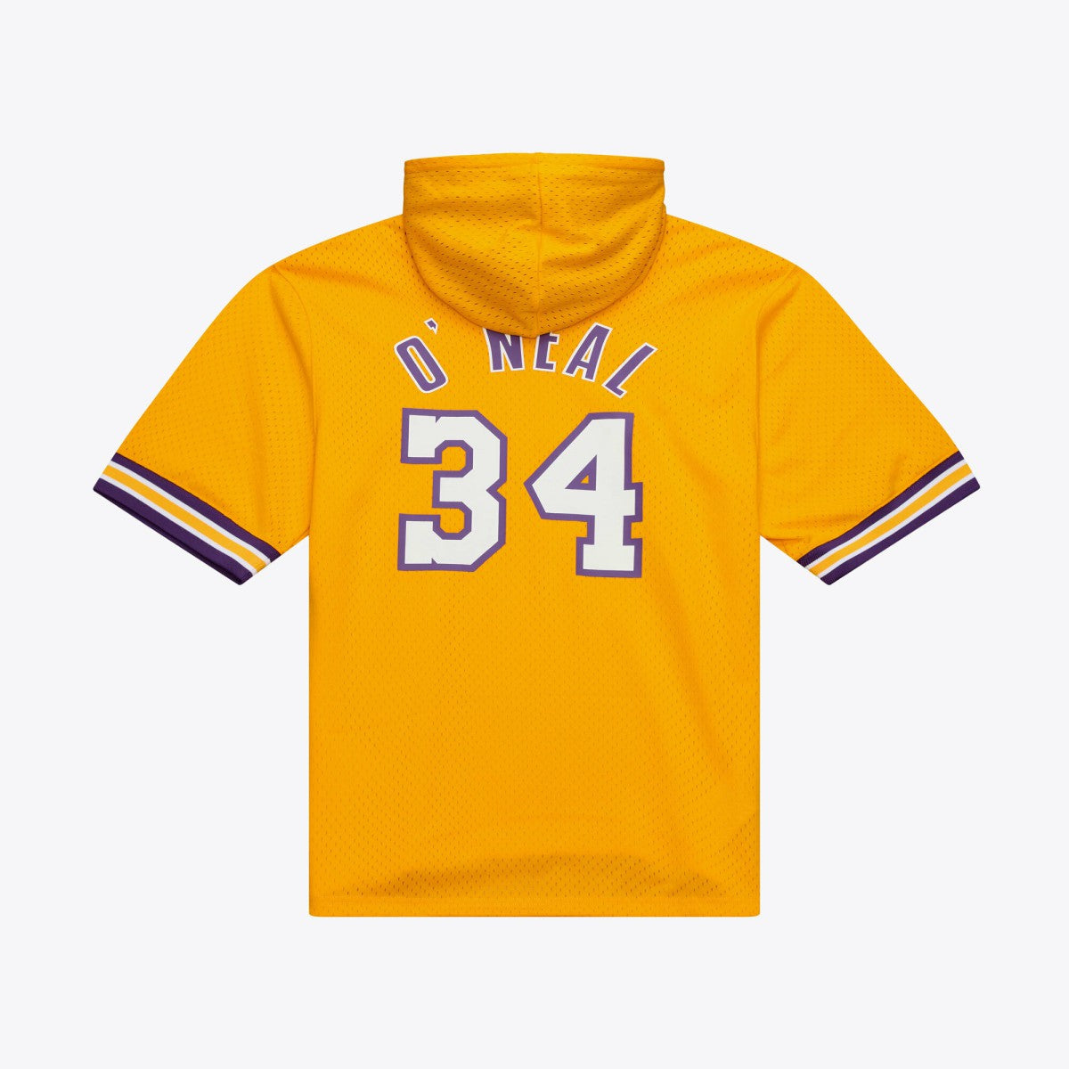 Shaquille O'Neal Los Angeles Lakers Mesh Name & Number Short Sleeve Hoodie - Gold | Mitchell & Ness outlet