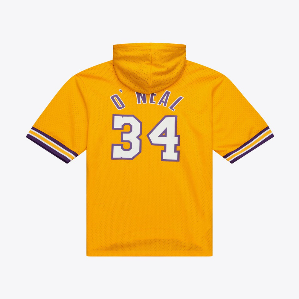 Shaquille O'Neal Los Angeles Lakers Mesh Name & Number Short Sleeve Hoodie - Gold | Mitchell & Ness outlet