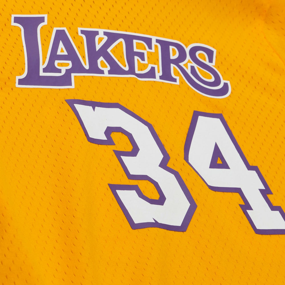 Shaquille O'Neal Los Angeles Lakers Mesh Name & Number Short Sleeve Hoodie - Gold | Mitchell & Ness outlet