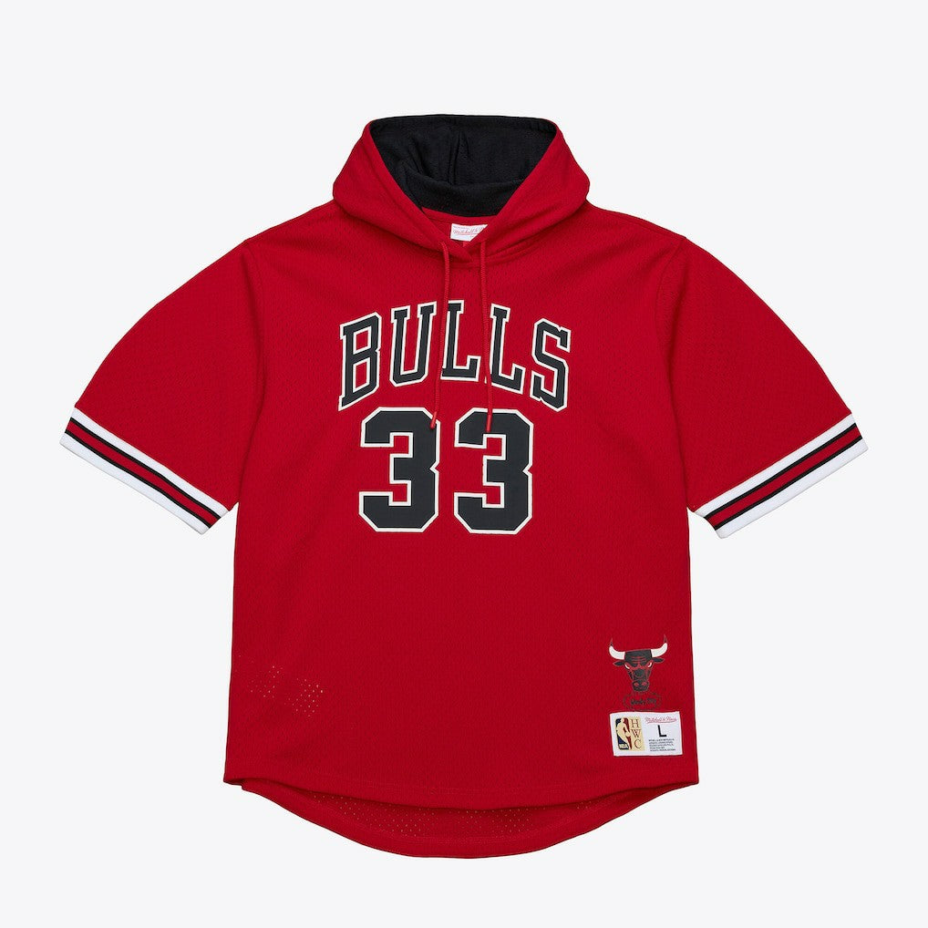 Scottie Pippen Chicago Bulls Mesh Name & Number Short Sleeve Hoodie sale - Red | Mitchell & Ness for sale