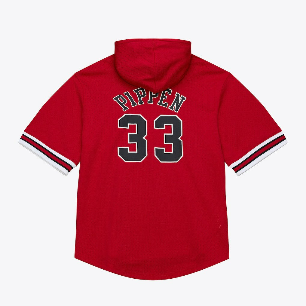 Scottie Pippen Chicago Bulls Mesh Name & Number Short Sleeve Hoodie sale - Red | Mitchell & Ness for sale