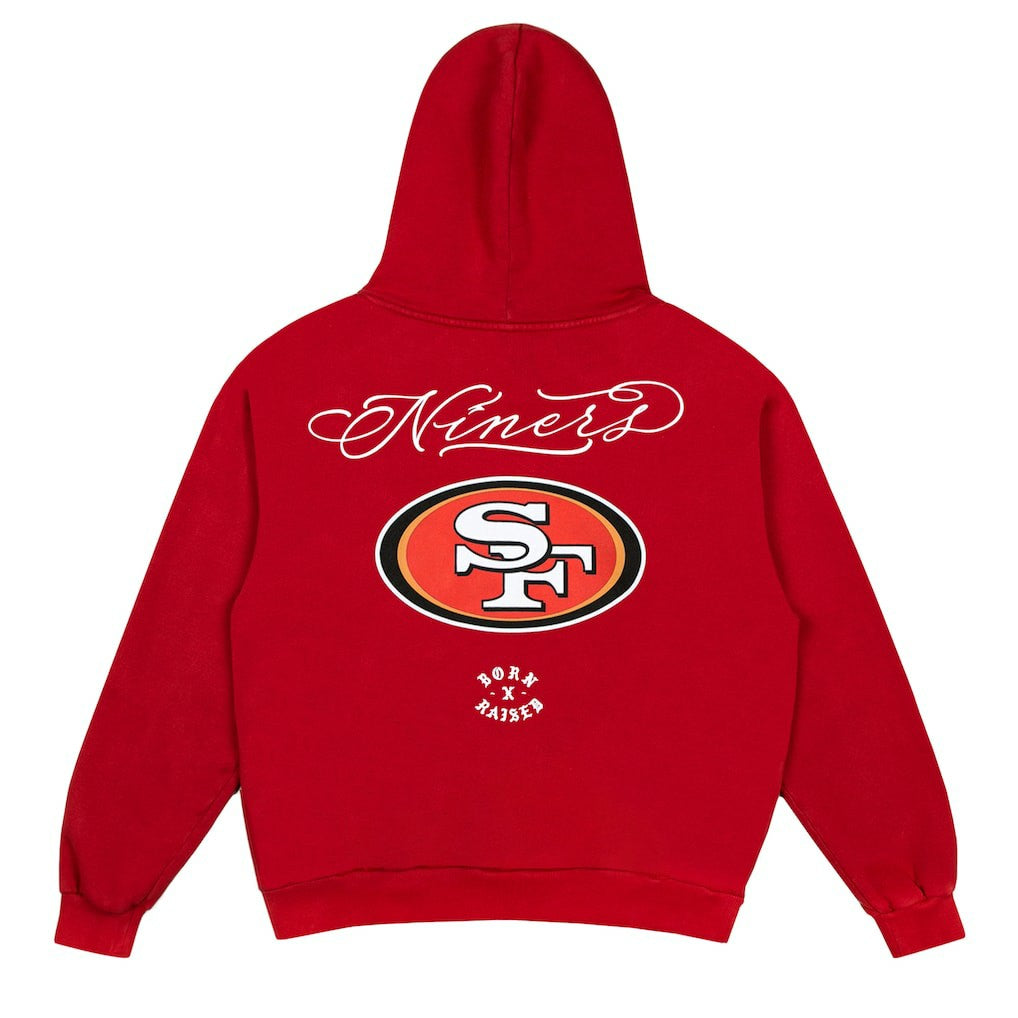 San Francisco 49ers Born x Raised Unisex Fine Line Hoodie - Scarlet discount