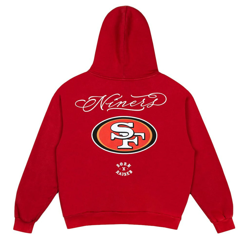 San Francisco 49ers Born x Raised Unisex Fine Line Hoodie - Scarlet discount