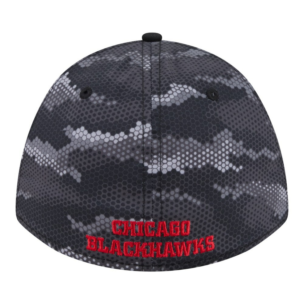 Chicago Blackhawks New Era Zero Dark 39THIRTY Flex Hat Black