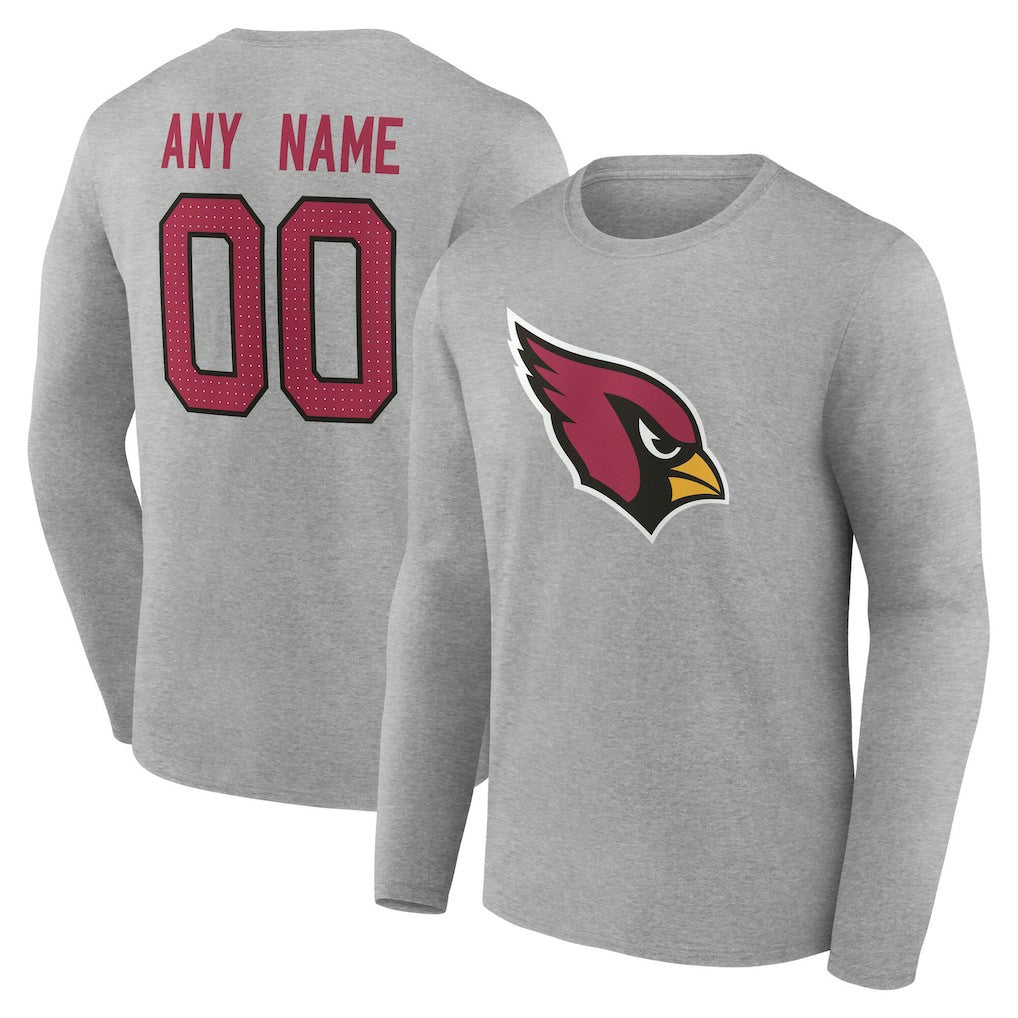 Arizona Cardinals Team Authentic Personalized Name & Number Long Sleeve T-Shirt - Gray outlet
