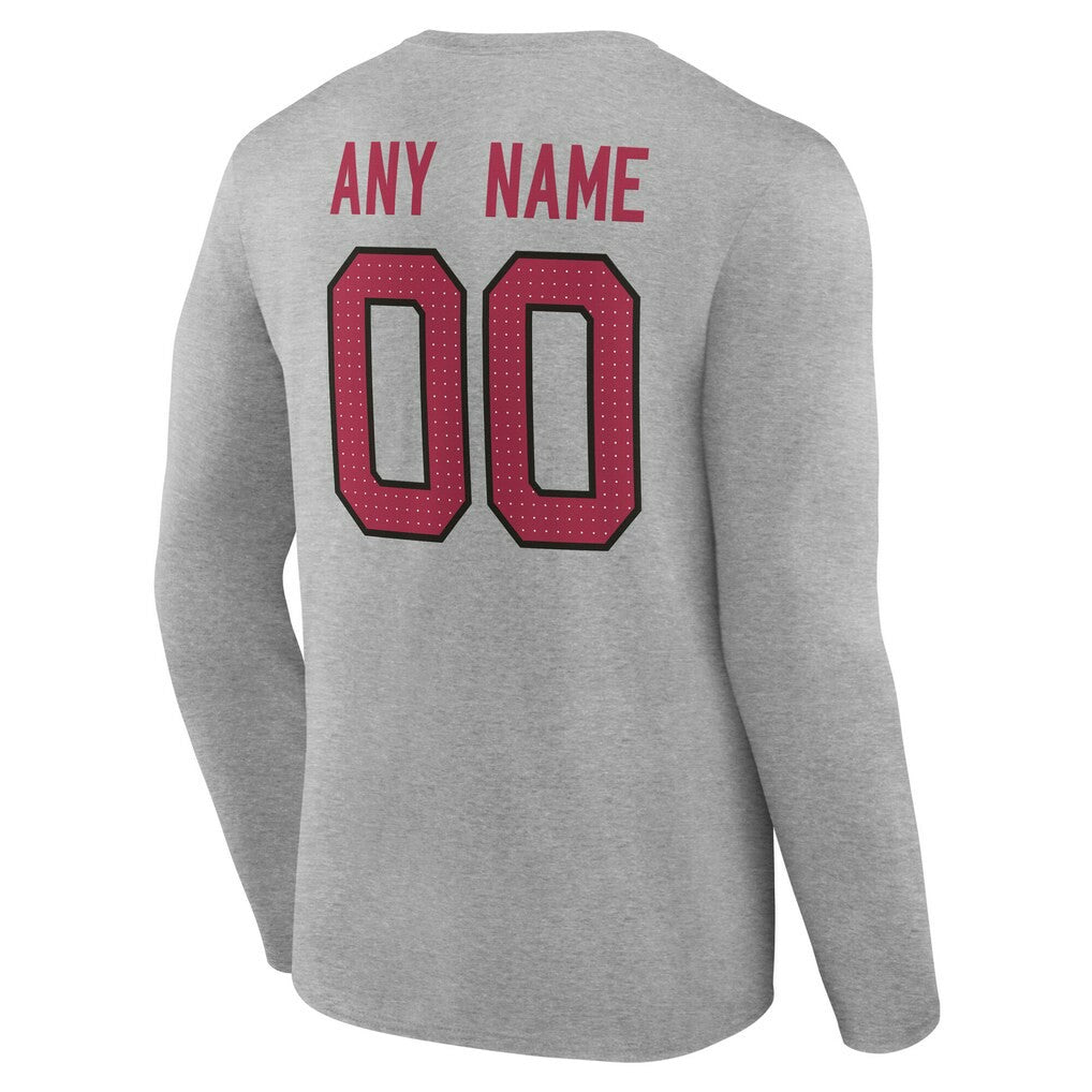 Arizona Cardinals Team Authentic Personalized Name & Number Long Sleeve T-Shirt - Gray outlet