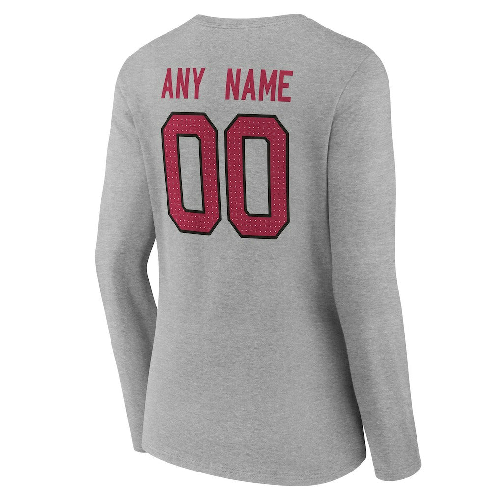 Arizona Cardinals Women's Team Authentic Personalized Name & Number Long Sleeve V-Neck T-Shirt - Gray sale